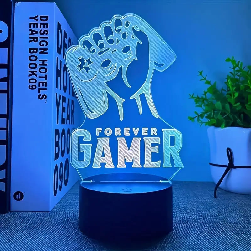 3D Forever Gamer Pattern Colorful Color Changing Touch Switch Night Light